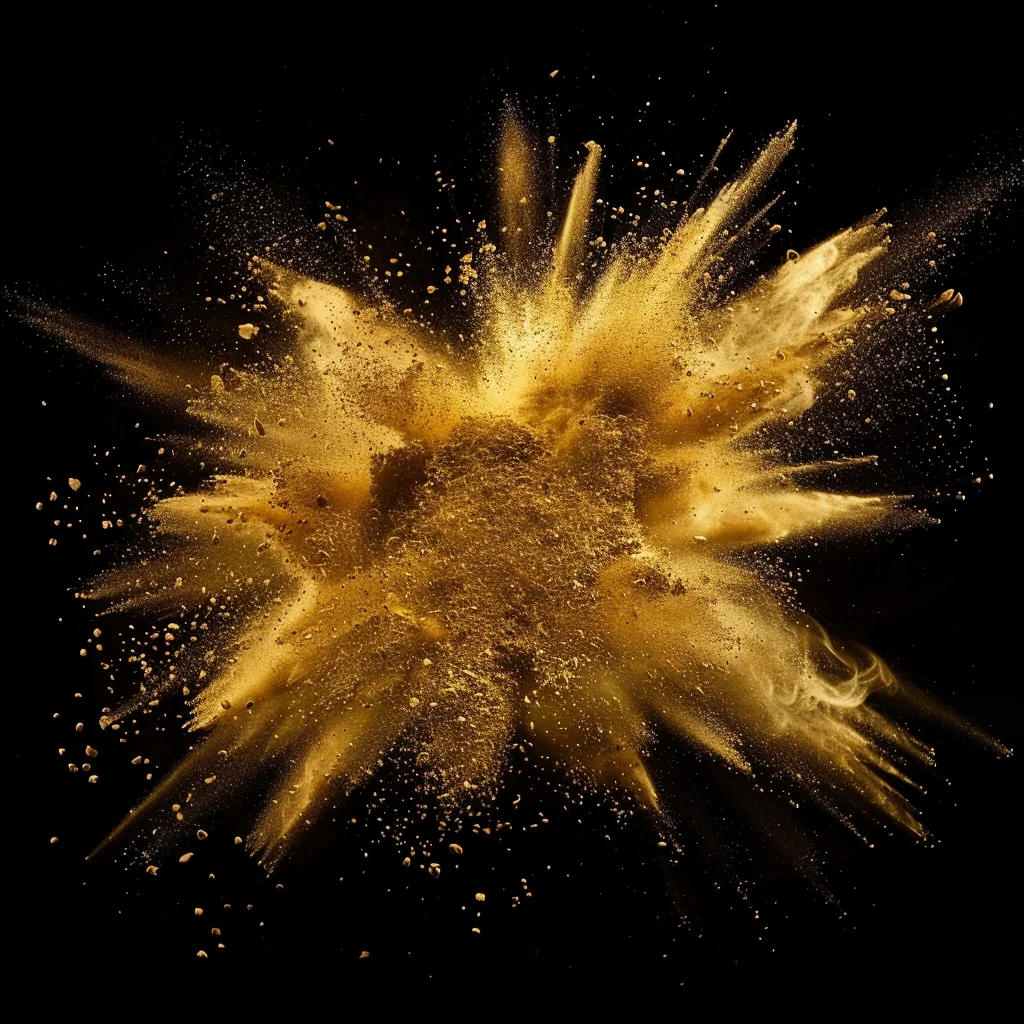 gold blast powder explosion burst