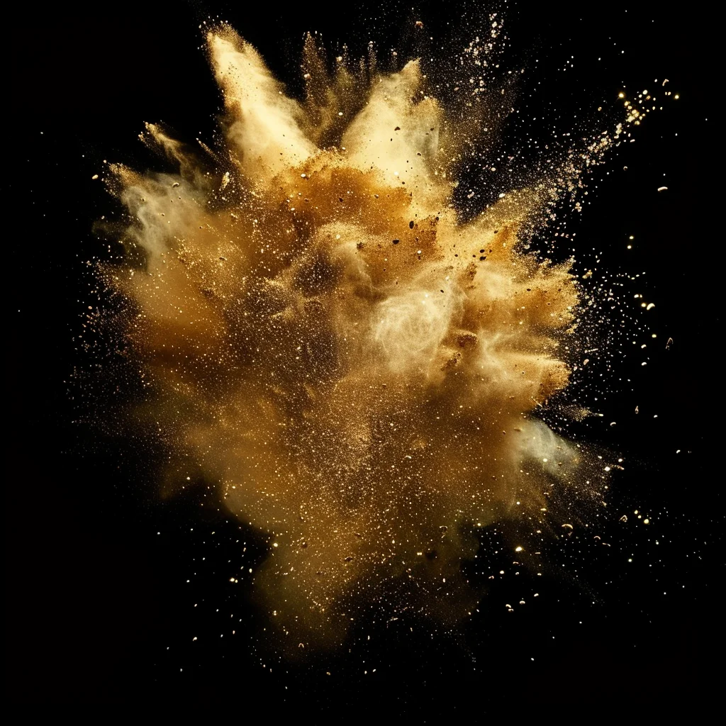 gold powder burst blast explosion