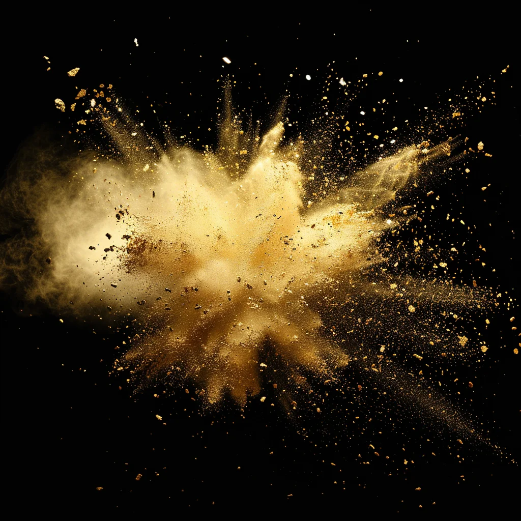 gold powder explosion burst blast