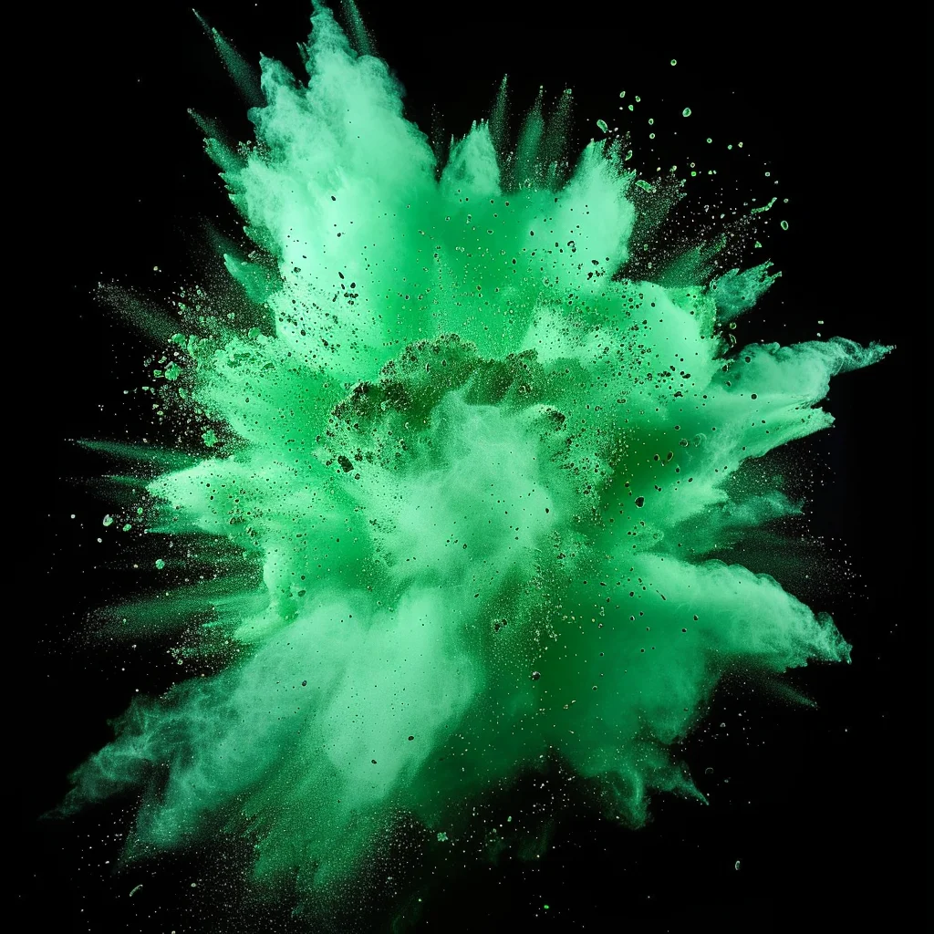 green blast powder explosion burst