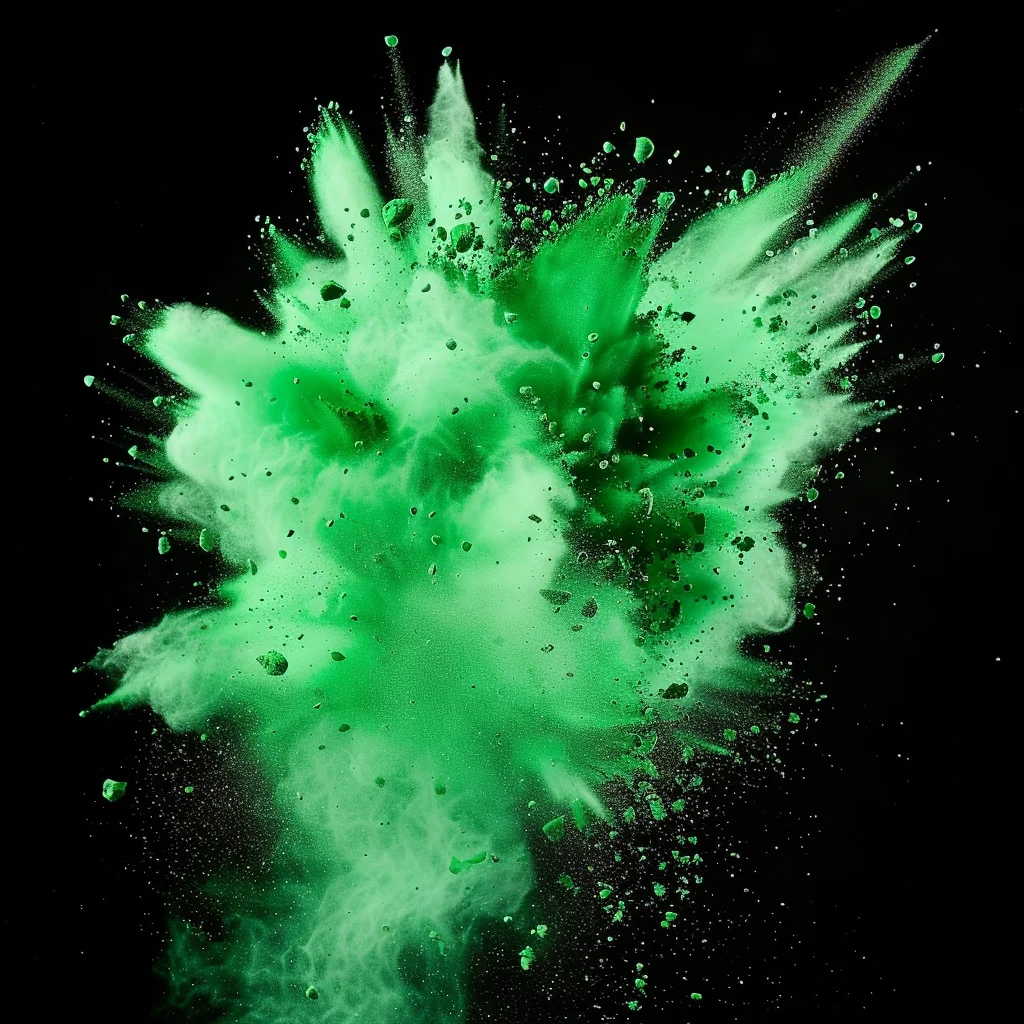 green powder burst blast explosion