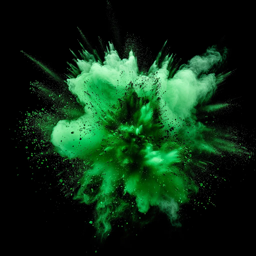 green powder explosion burst blast