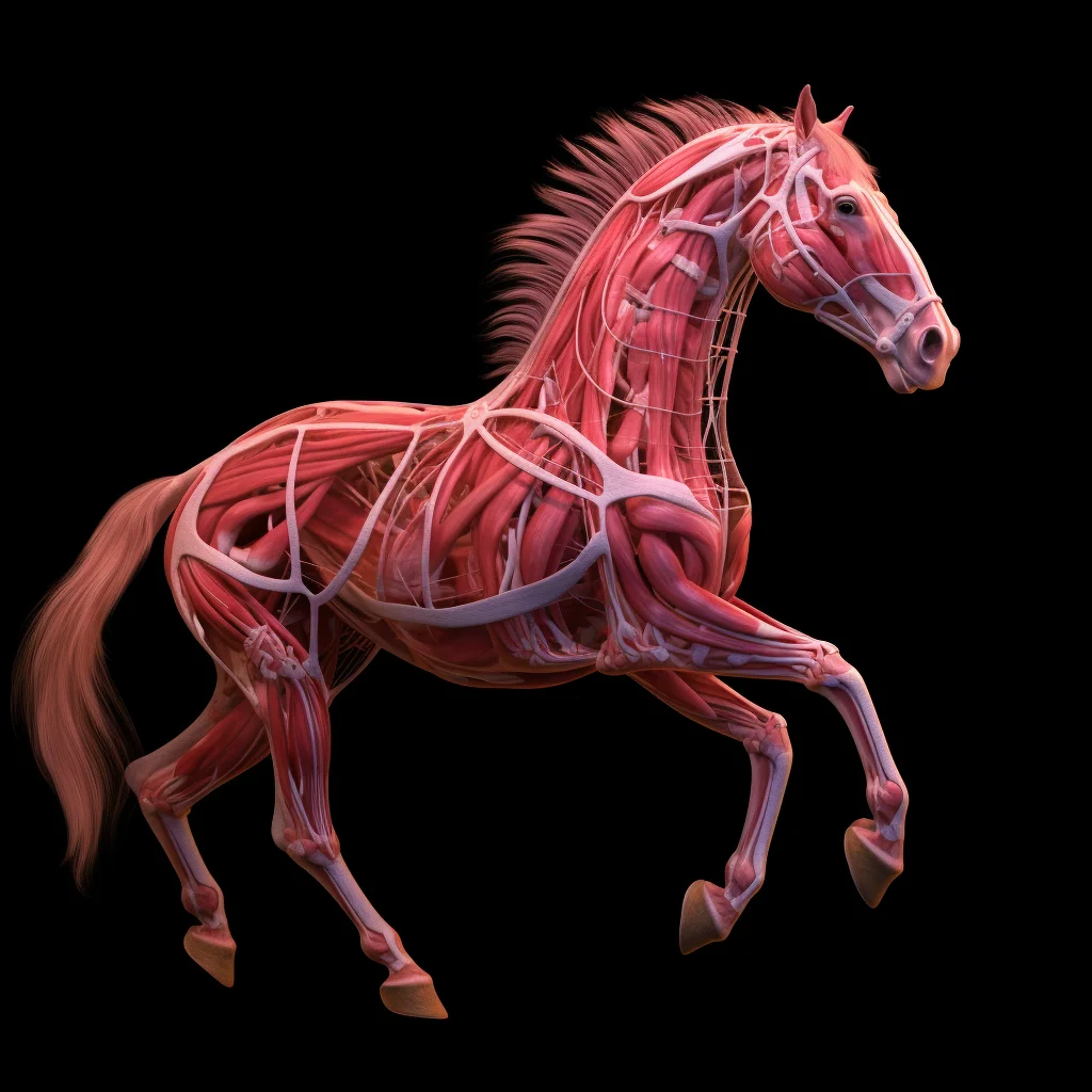 horse muscle diagram medical anatomy anatomical 3D illustration