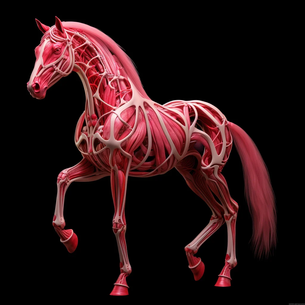 horse muscle medical diagram anatomy 3D anatomical illustration