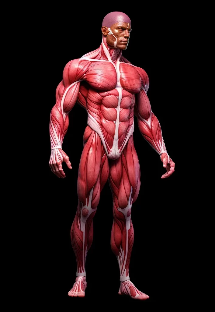 human body male muscle diagram medical anatomical anatomy 3D illustration