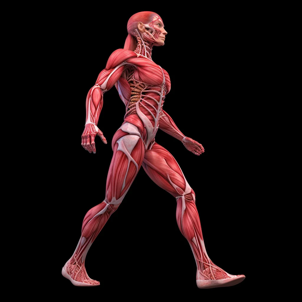human female body muscle diagram medical anatomical anatomy 3D illustration