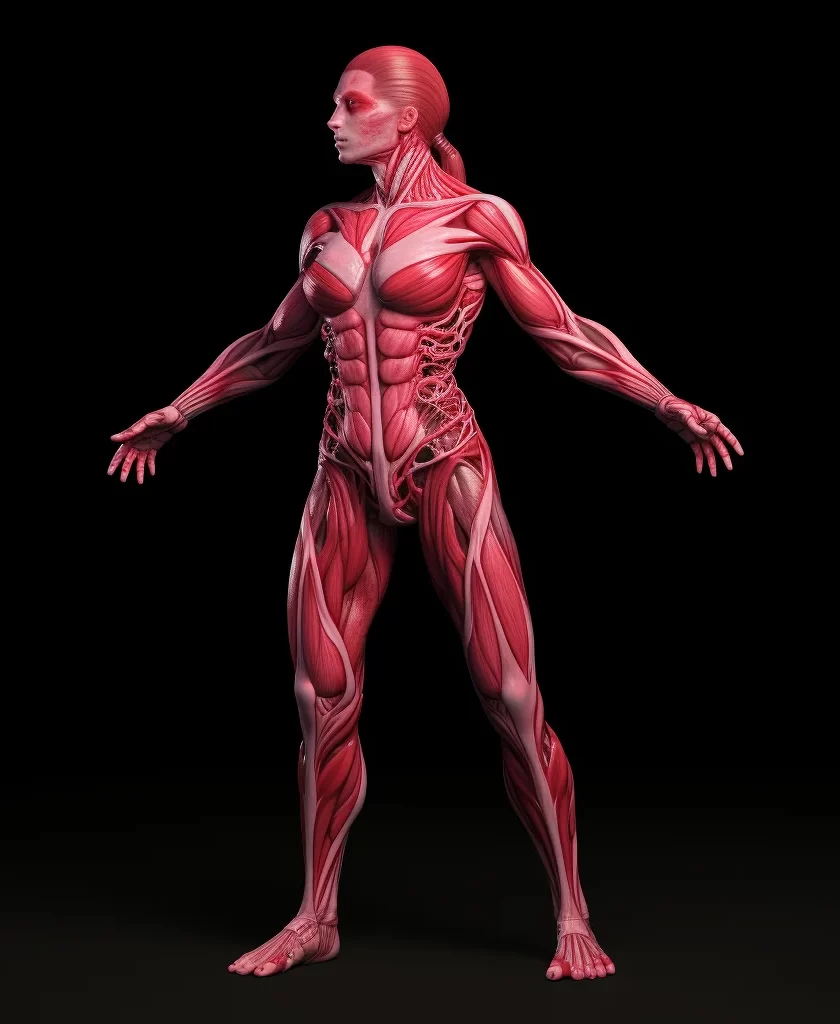 human female muscle diagram medical anatomical anatomy 3D illustration