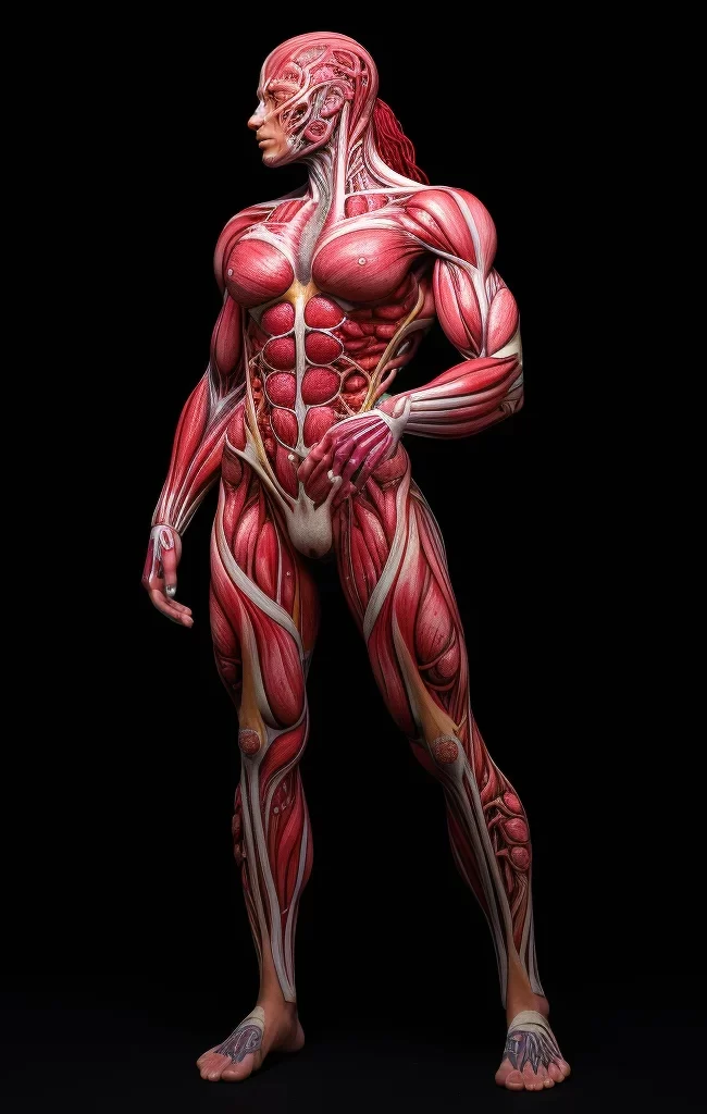 human female woman body muscle diagram medical anatomical anatomy 3D illustration