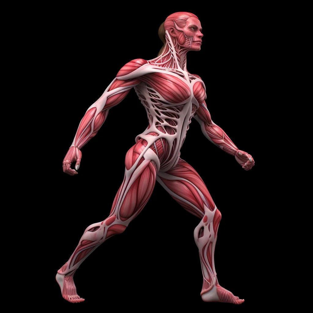 human female woman muscle diagram medical anatomical anatomy 3D illustration