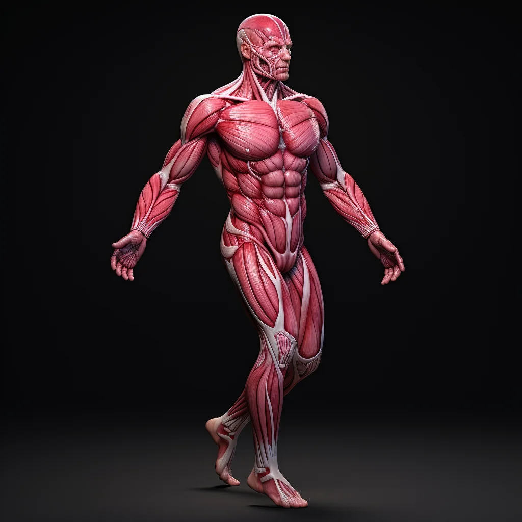 human male muscle diagram medical anatomical anatomy 3D illustration