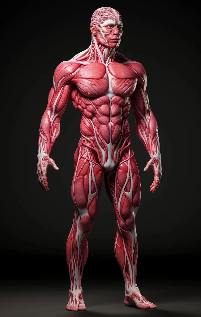 human male muscle diagram medical anatomy anatomical 3D illustration