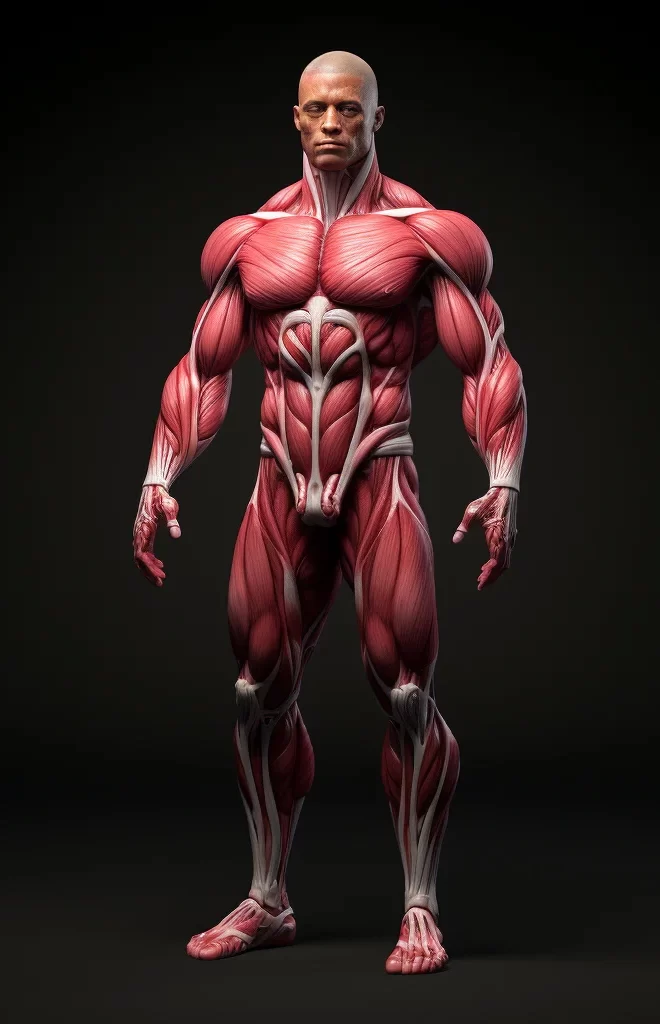 human male muscle medical diagram anatomical anatomy 3D illustration