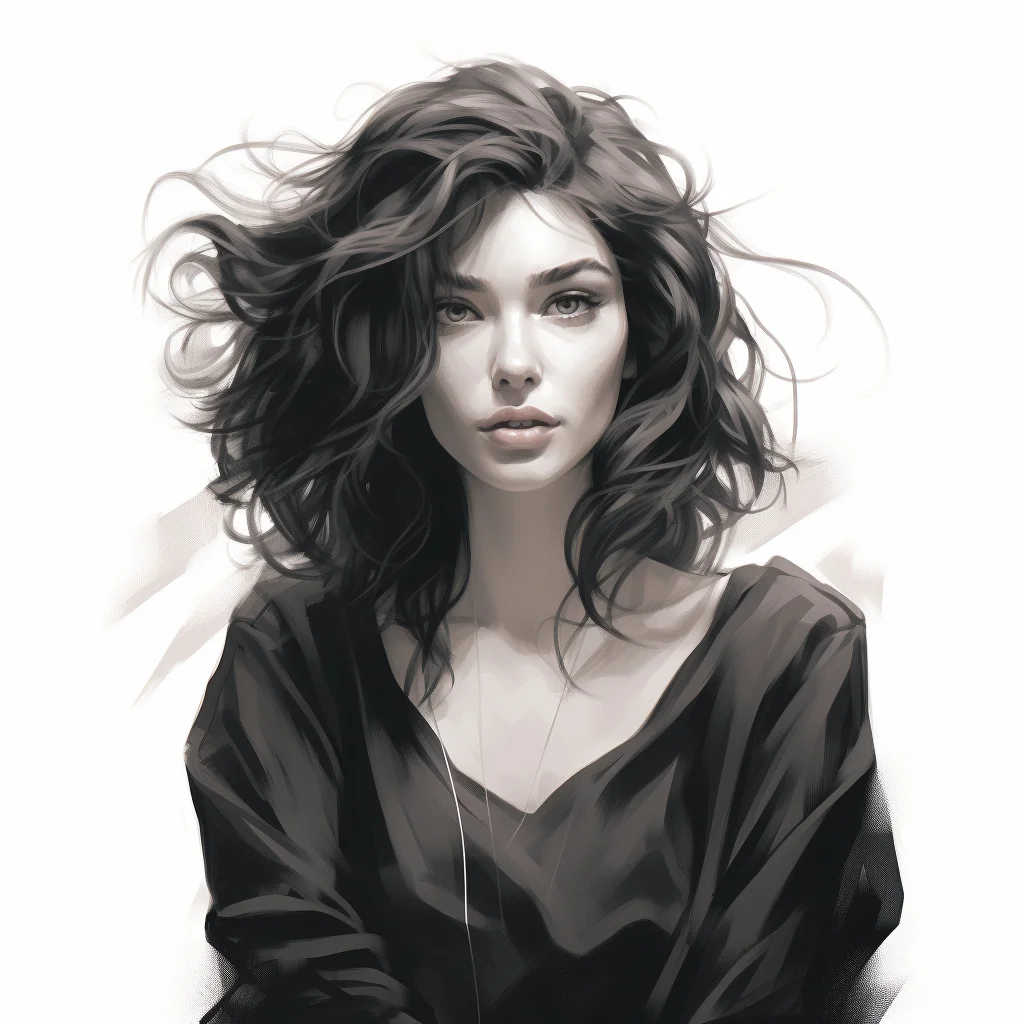 lady girl hair beautiful portrait woman brush oil painting drawing