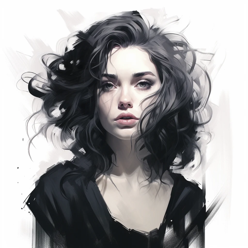 lady girl hair charming young portrait woman brush oil painting drawing