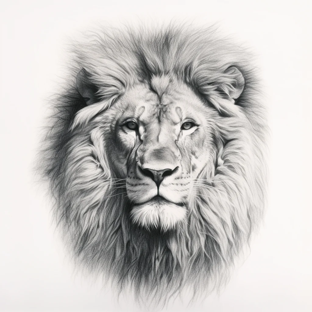 lion face head sketch pencil drawing black and white
