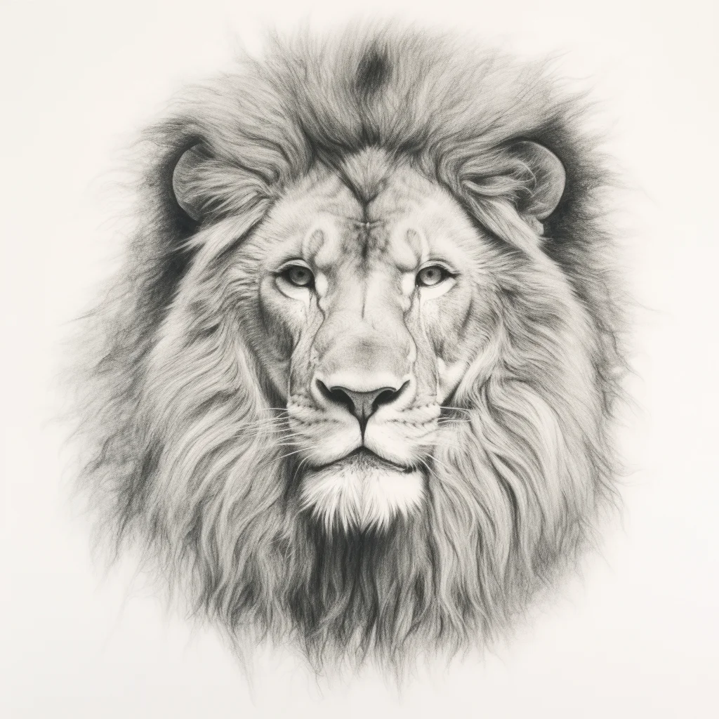 lion head face sketch pencil drawing black and white