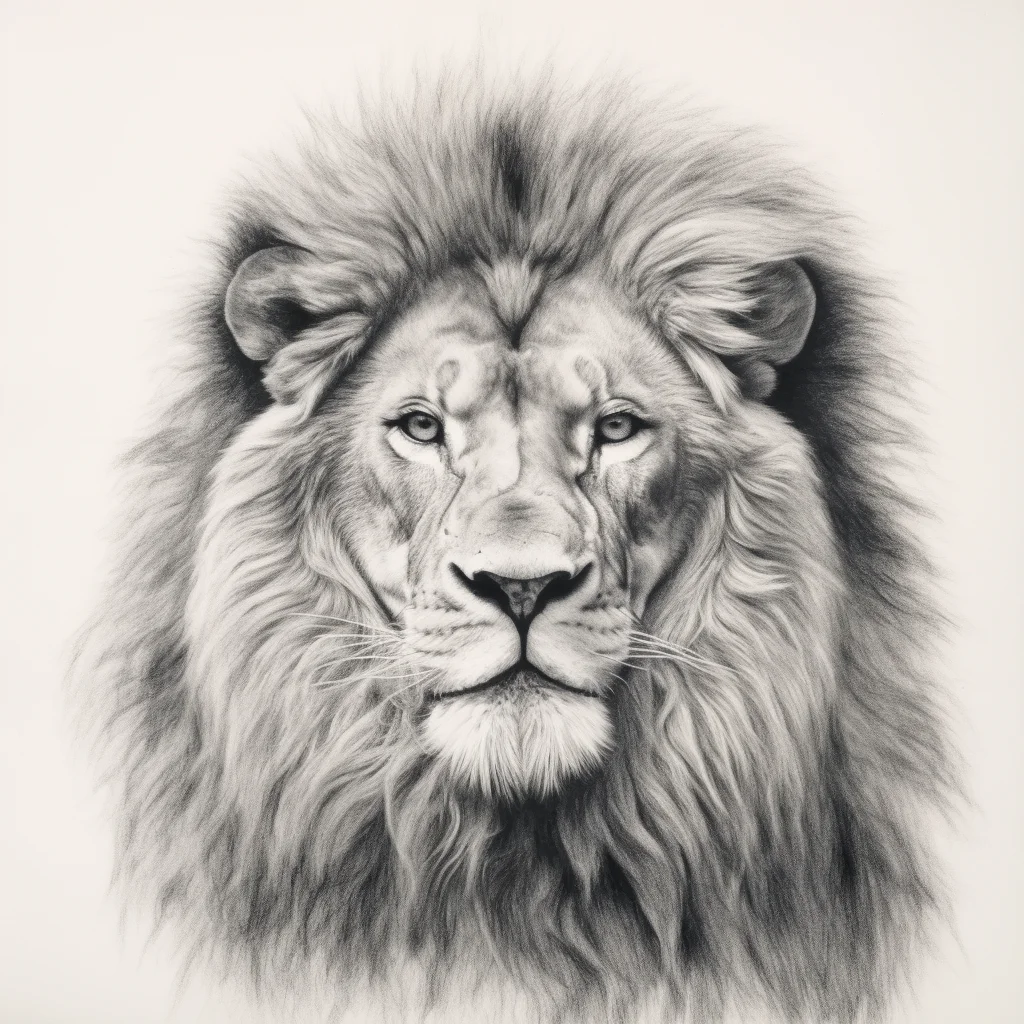 lion head sketch pencil drawing black and white