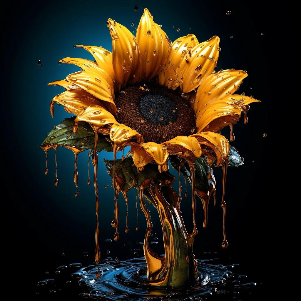 liquid rain sunflower yellow dripping water drop