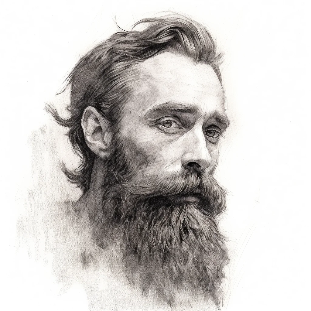 man male beard face head sketch black and white drawing pencil