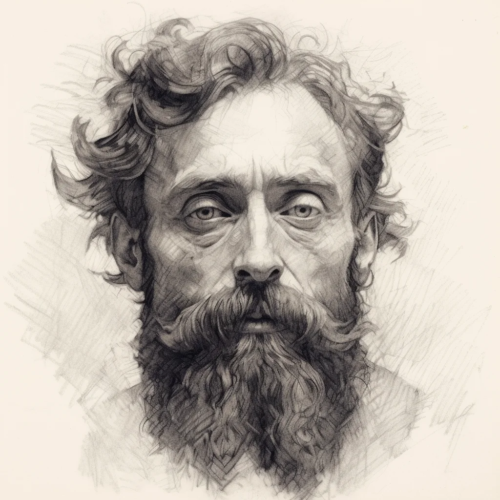 man male beard face head sketch pencil drawing black and white