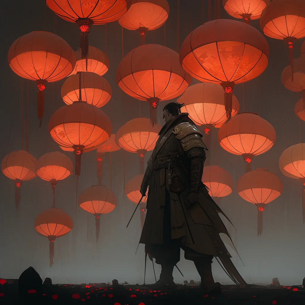 man male warrior lantern Chinese character 3d cartoon illustration