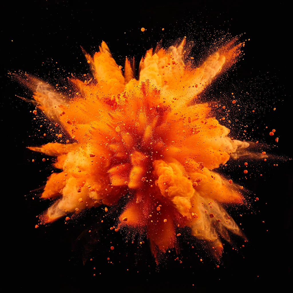 orange powder explosion burst blast
