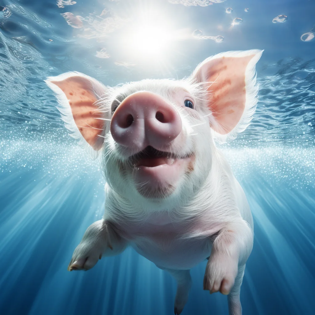 pig sea underwater light swim diving photography