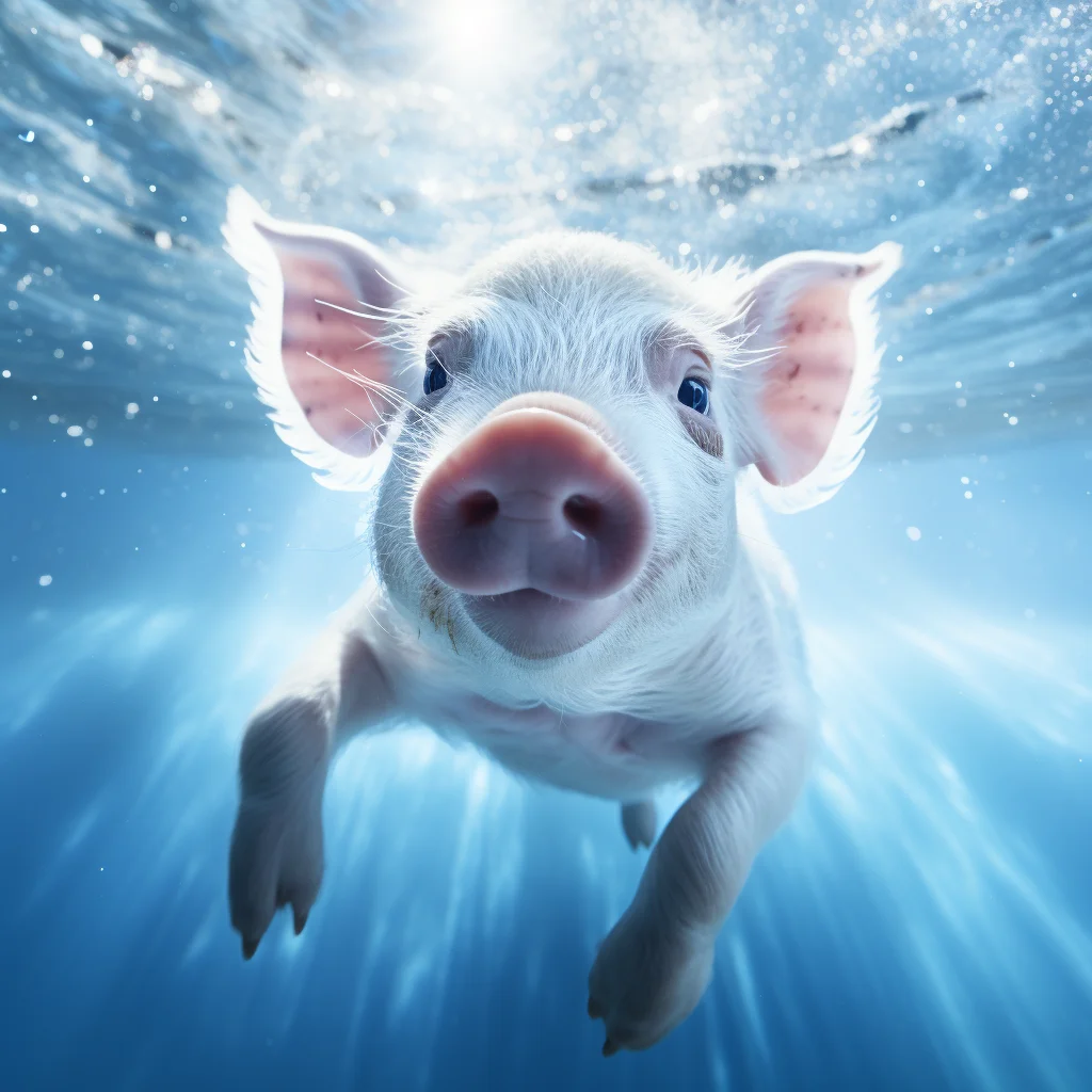 pig underwater light sea swim diving photography