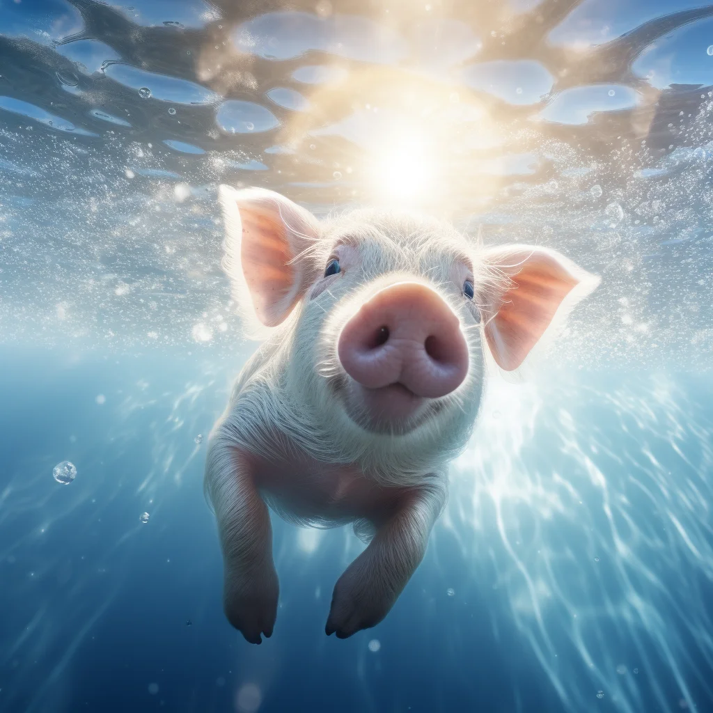 pig underwater sea light swim diving photography