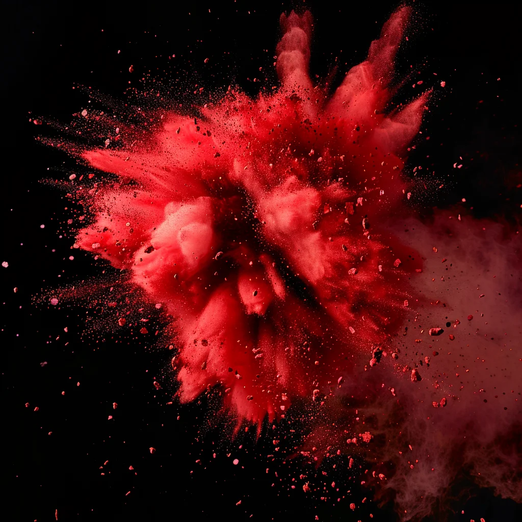 red powder explosion burst blast
