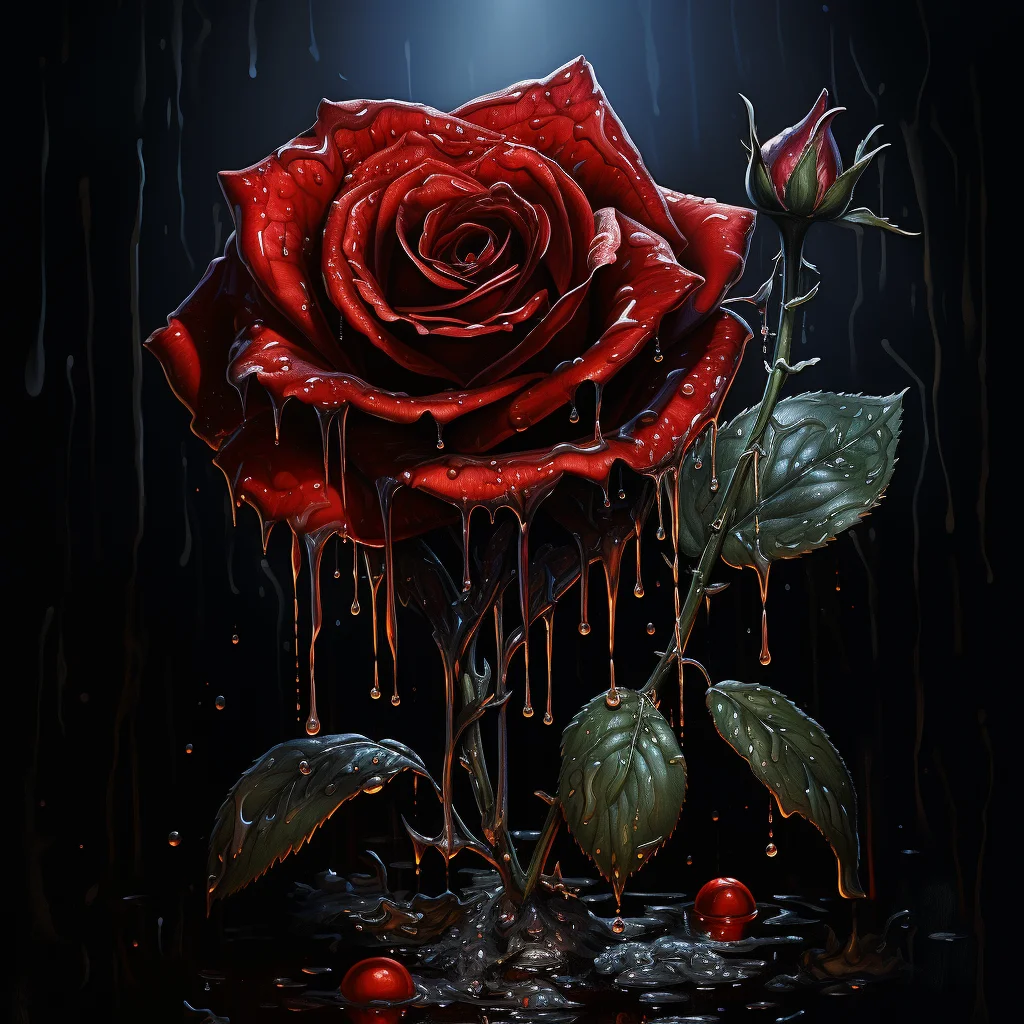 rose red dripping water drop liquid rain
