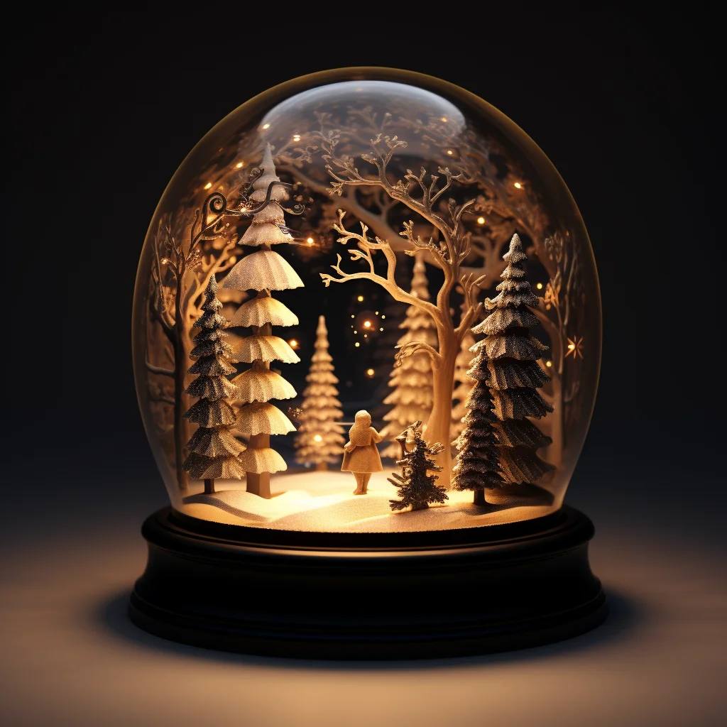 snow globe people tree Christmas glass sphere warm
