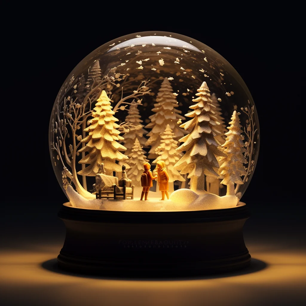 snow globe people tree warm Christmas glass sphere