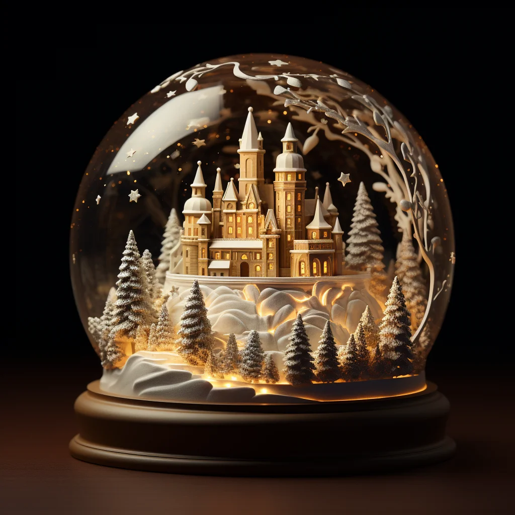 snow globe tree castle glass sphere warm