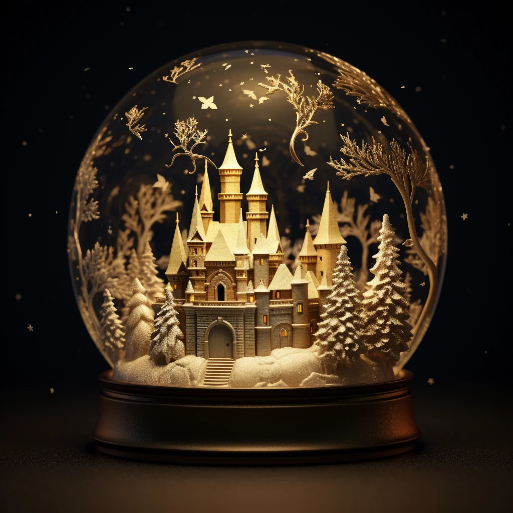 snow globe tree castle glass warm sphere