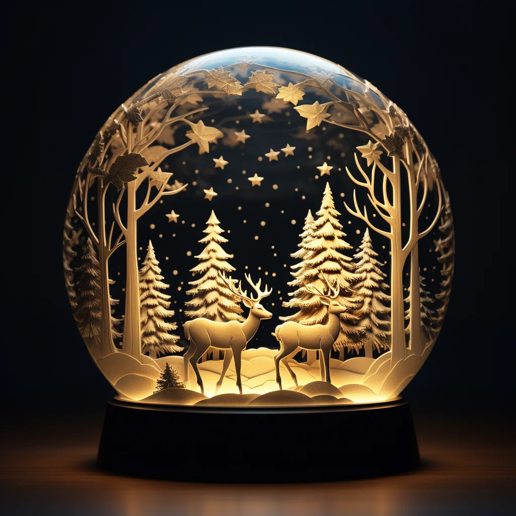snow globe tree deer glass sphere warm winter
