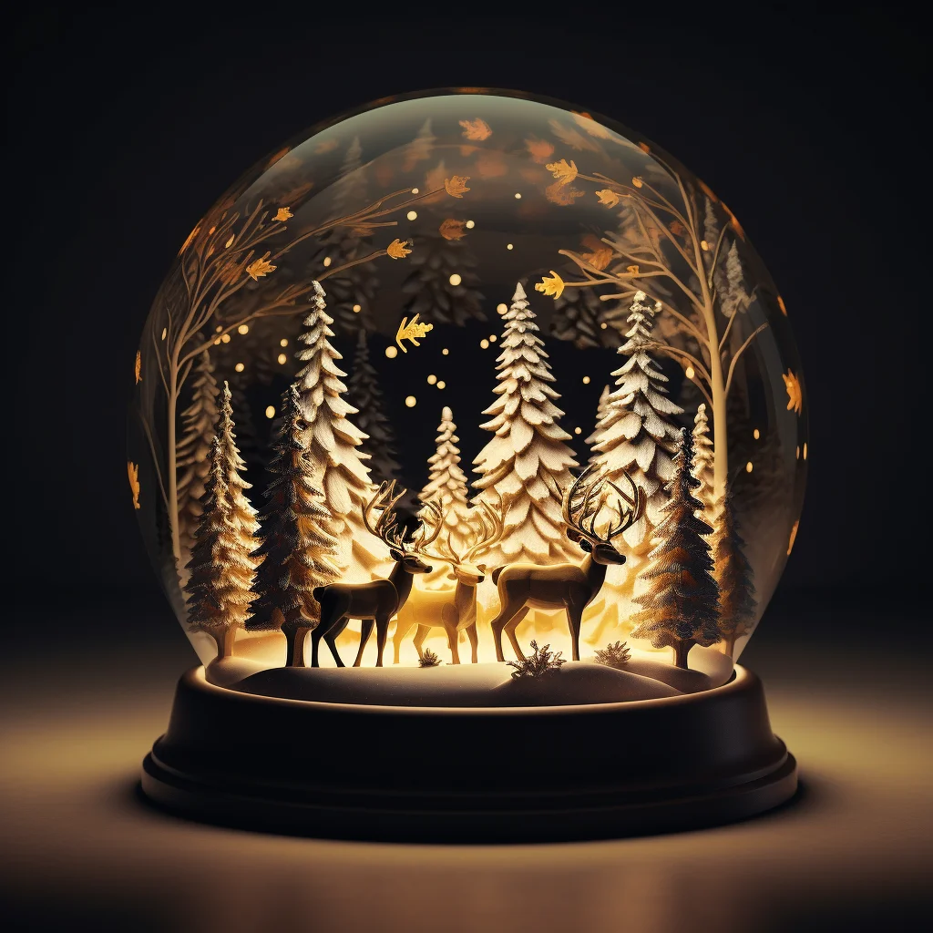 snow globe tree deer glass sphere warm