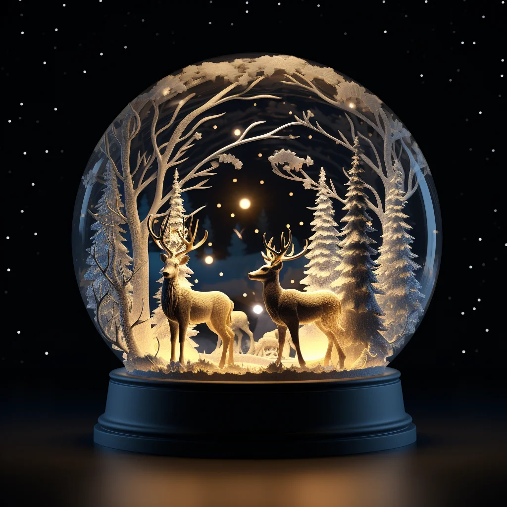 snow globe tree deer glass sphere winter warm