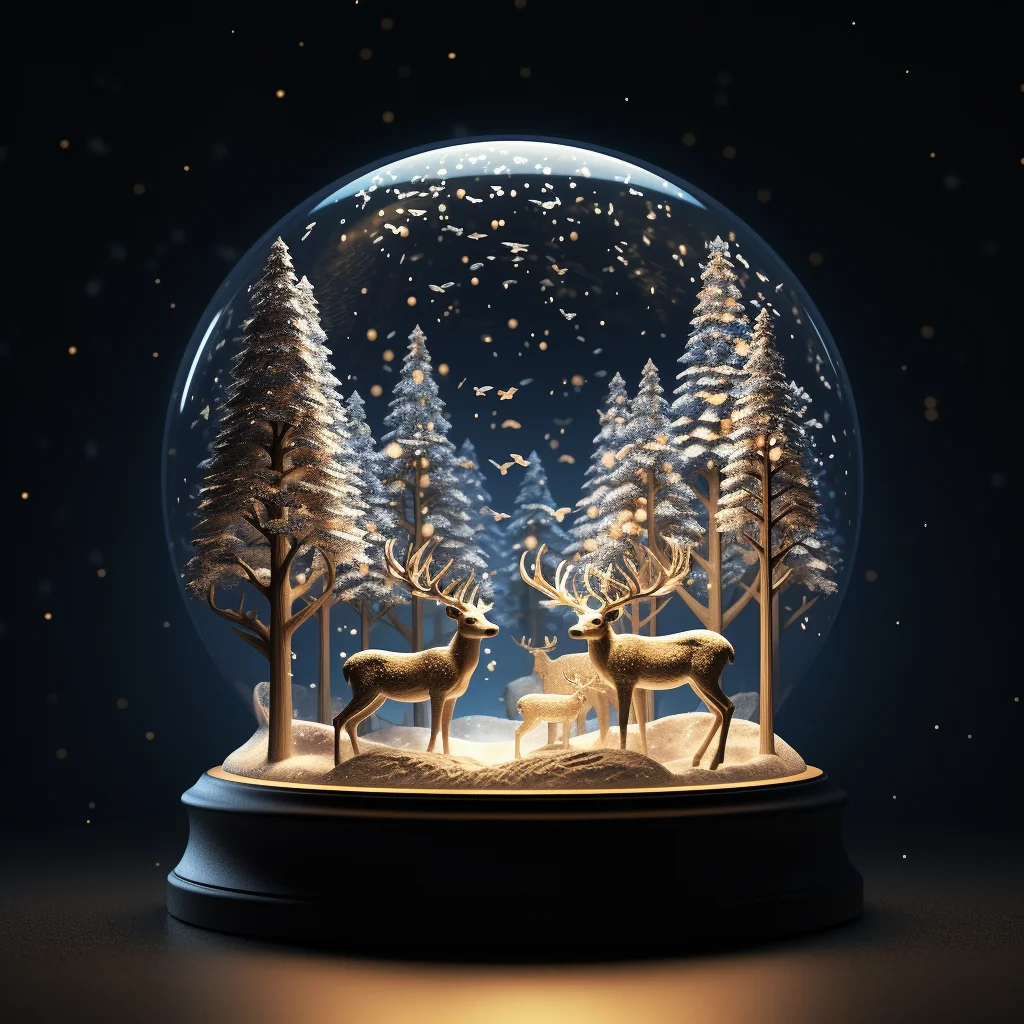 snow globe tree deer glass warm sphere