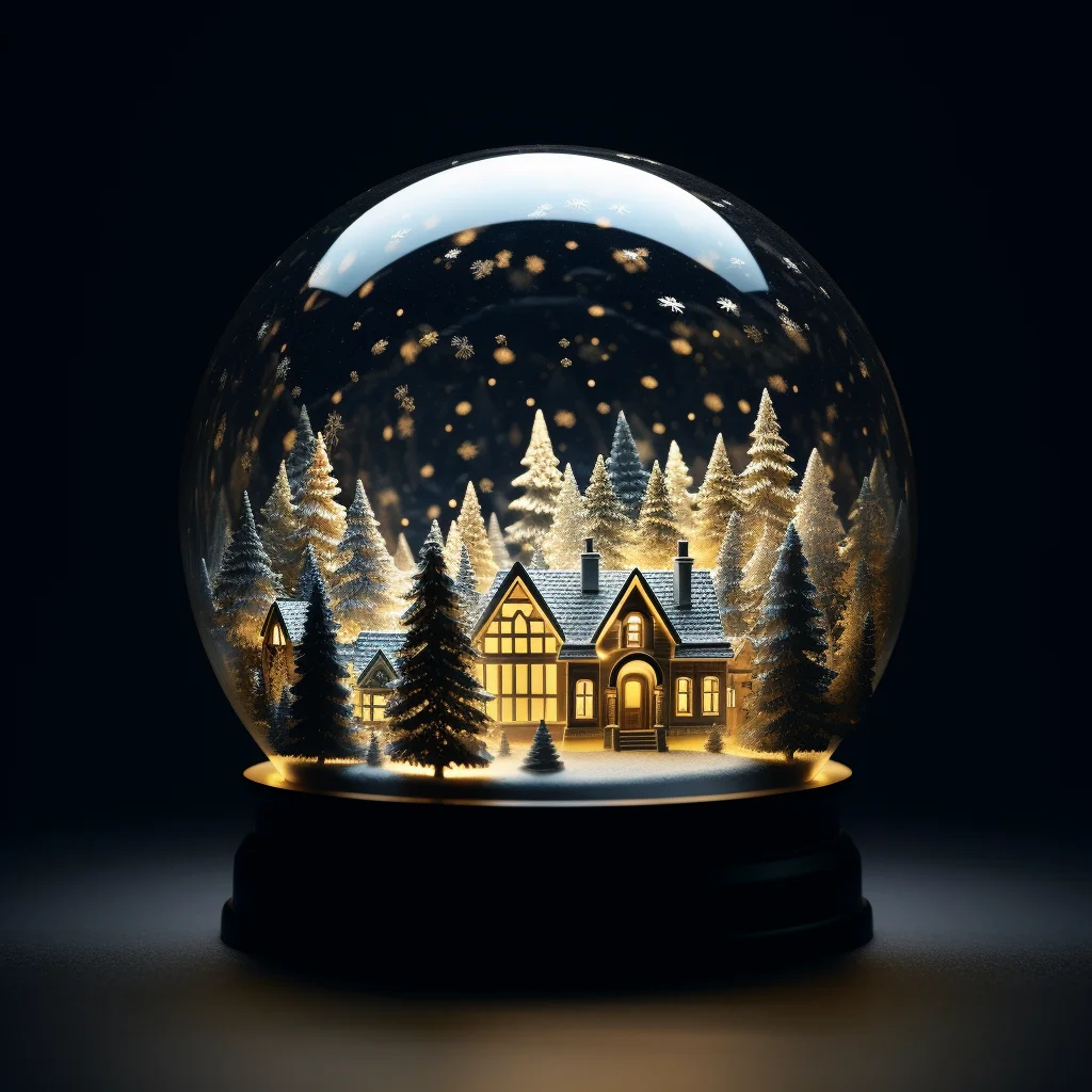 snow globe tree house glass sphere warm