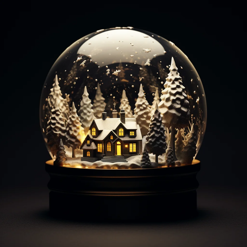 snow globe tree house glass warm sphere