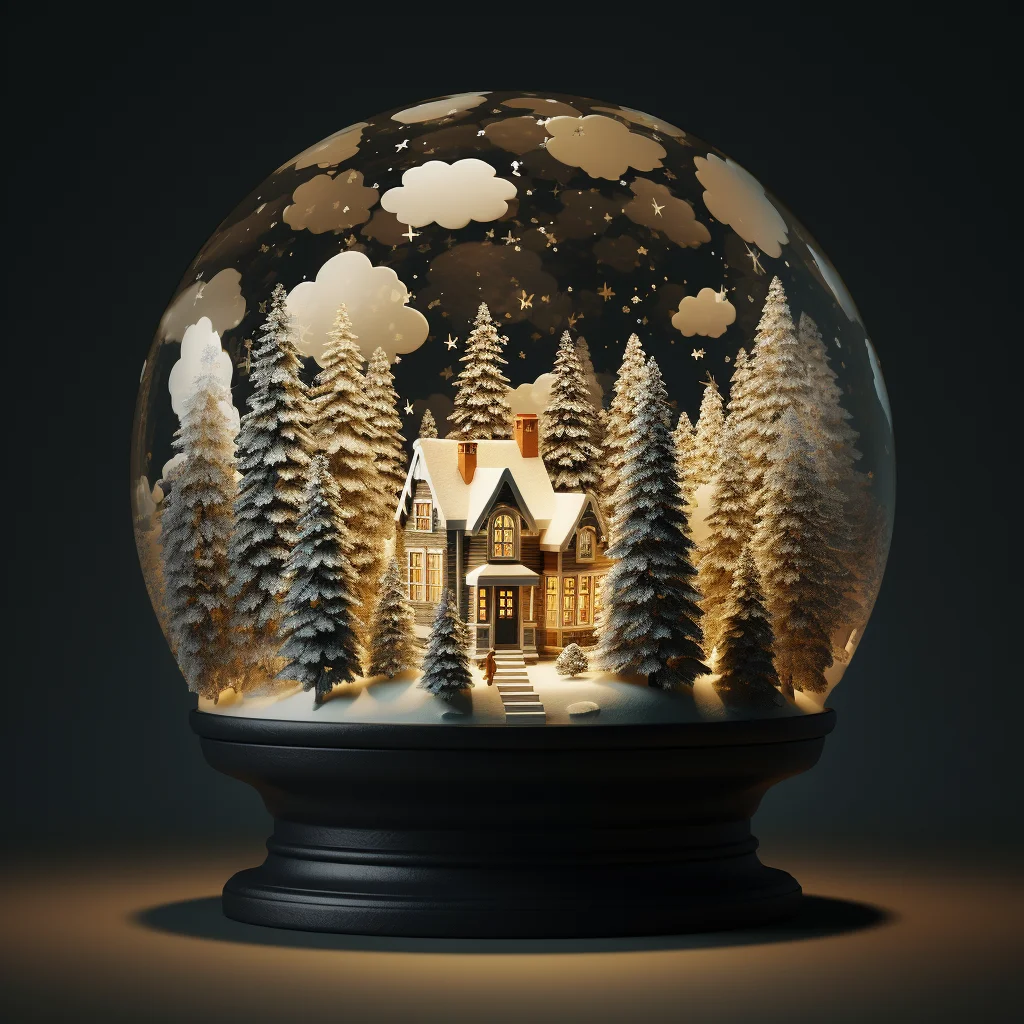 snow globe tree house sphere glass warm