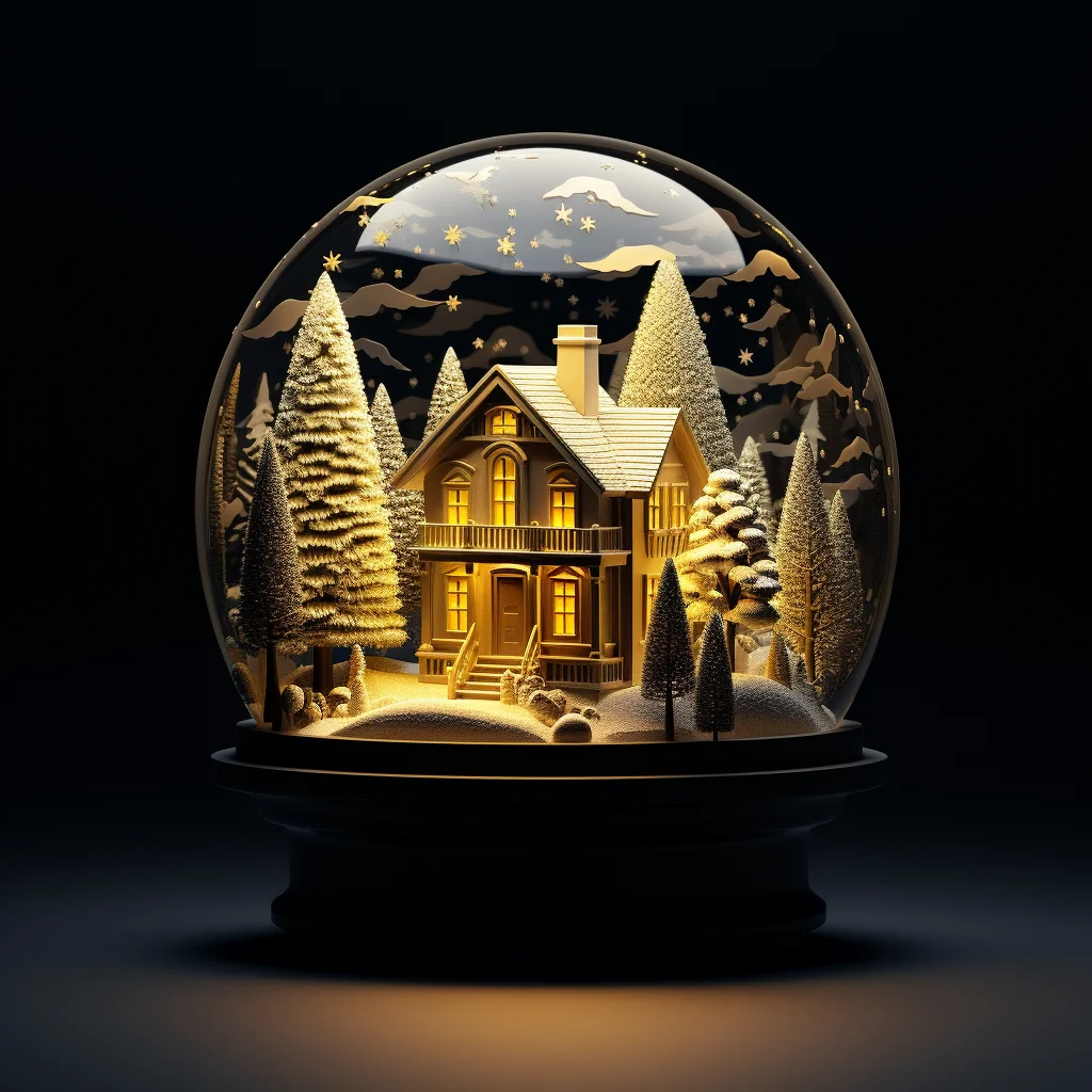 snow globe tree house warm glass sphere