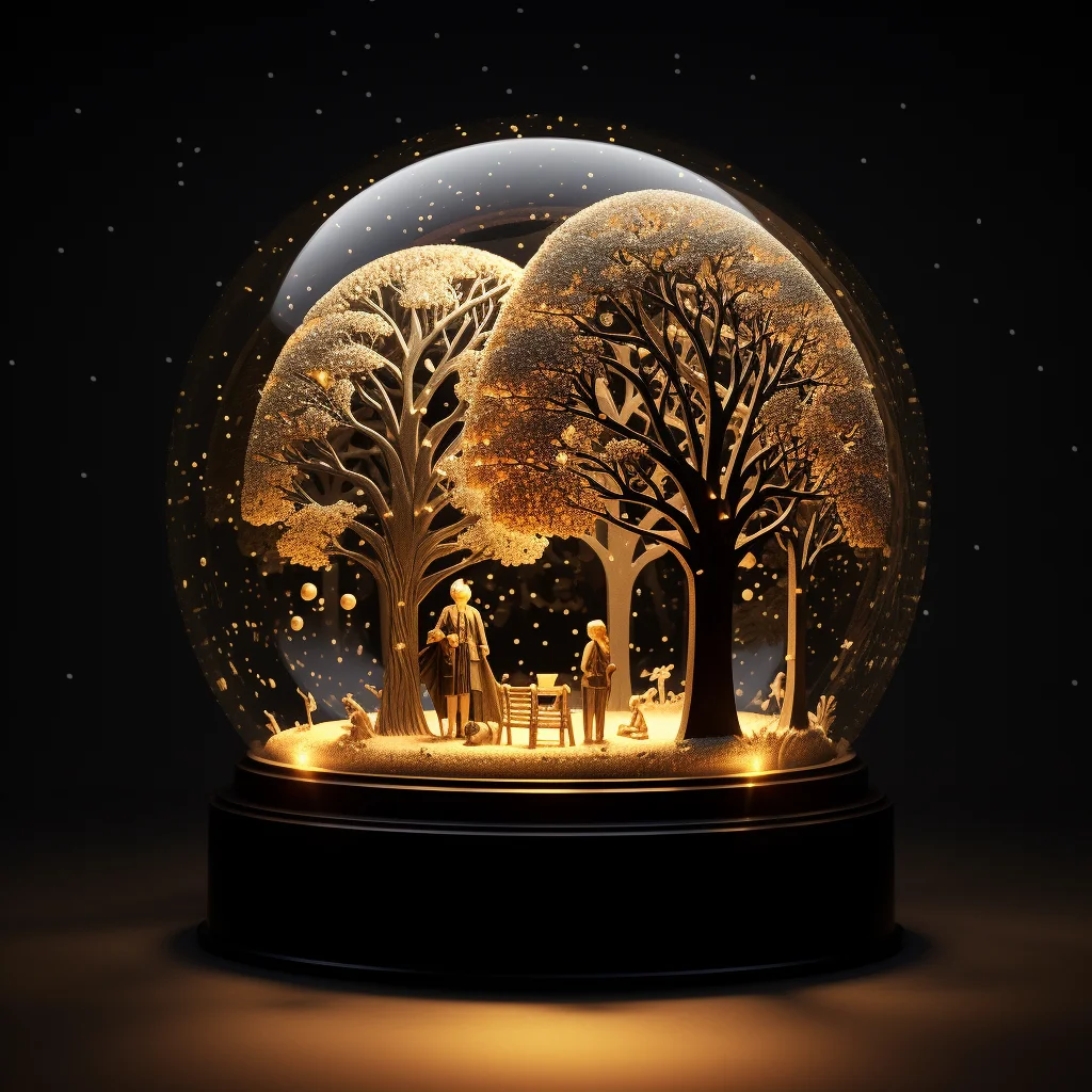 snow globe tree people warm Christmas glass sphere