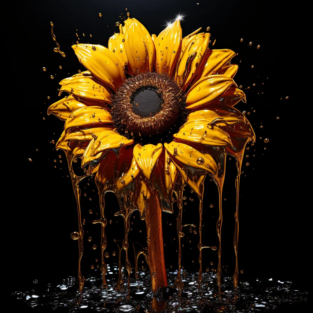 sunflower yellow dripping water drop liquid rain