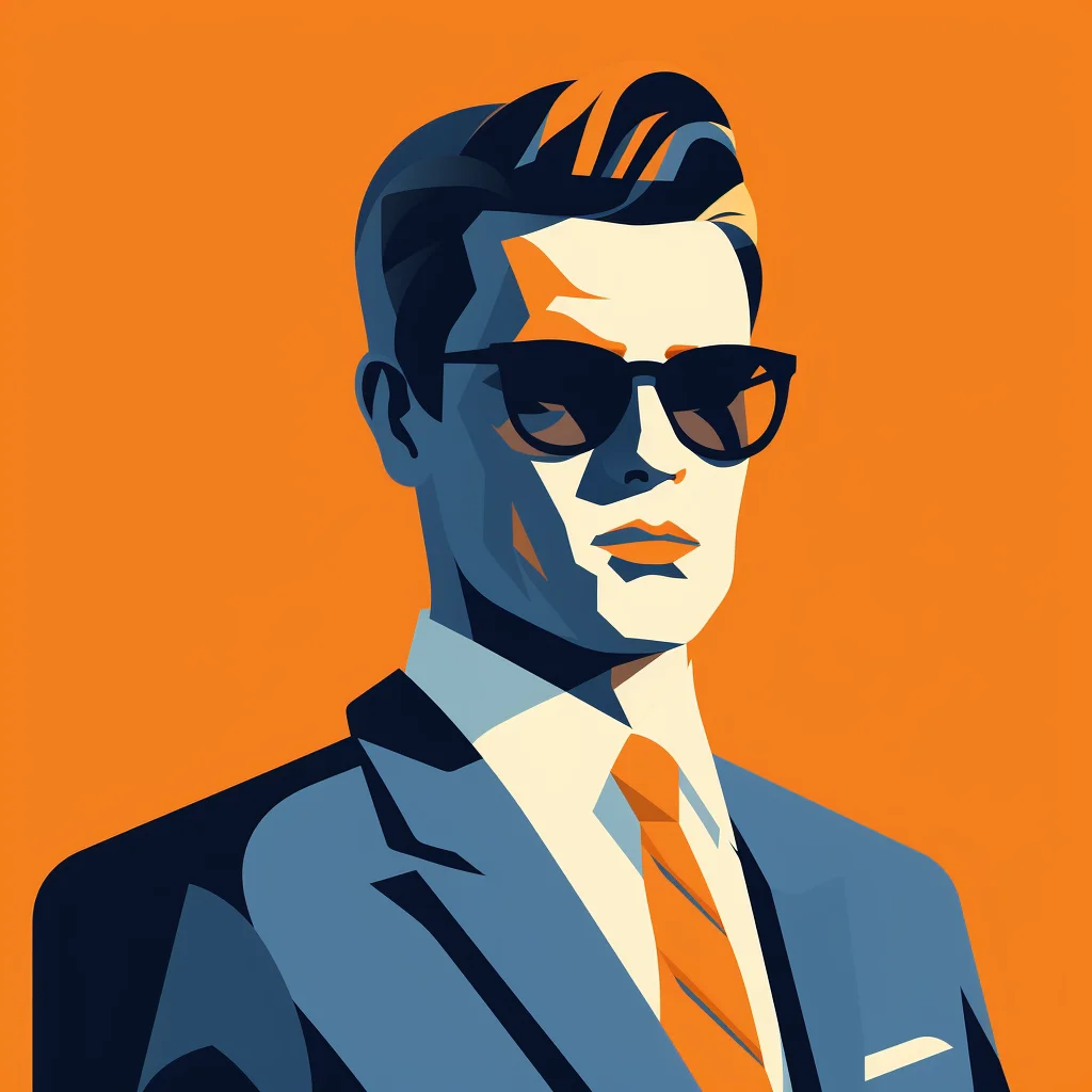 sunglass handsome gentleman man male minimalistic flat illustration vector blue orange