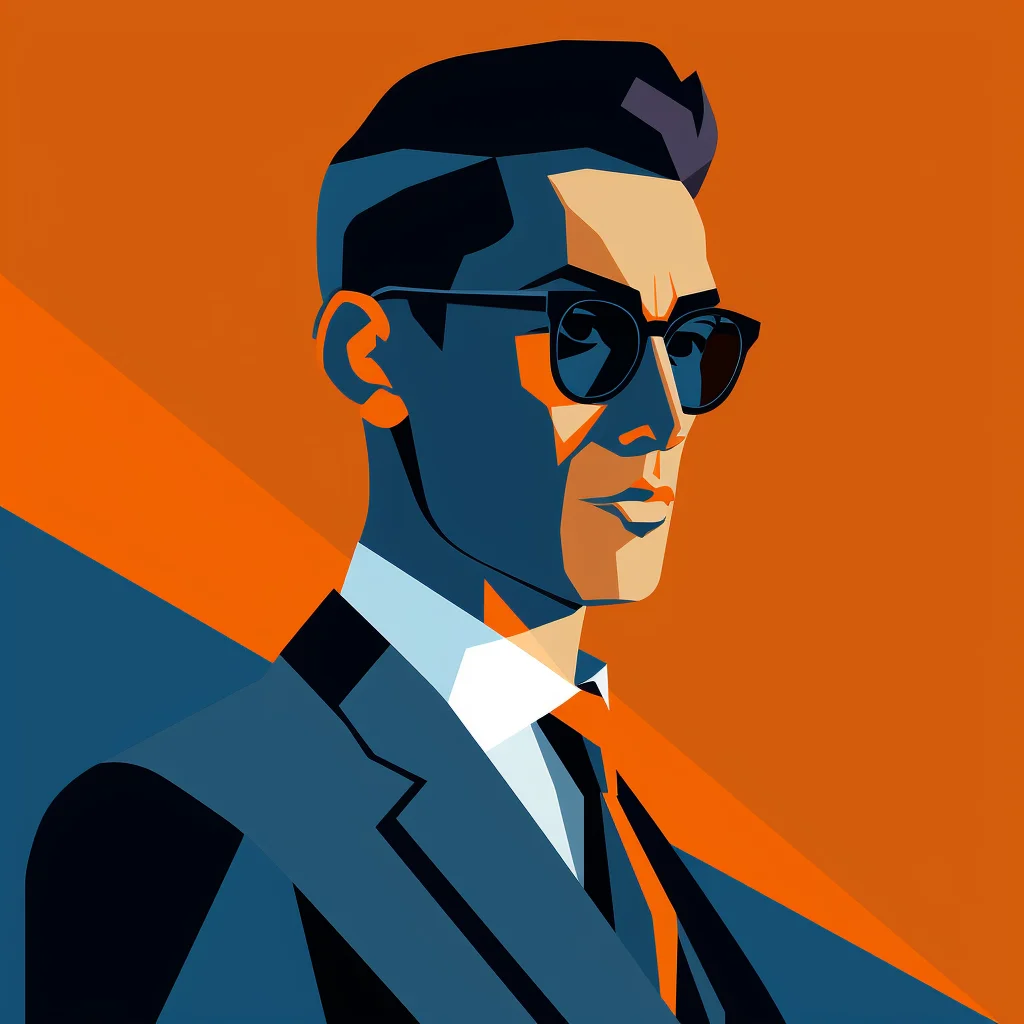 sunglass handsome gentleman man male minimalistic flat illustration vector orange blue