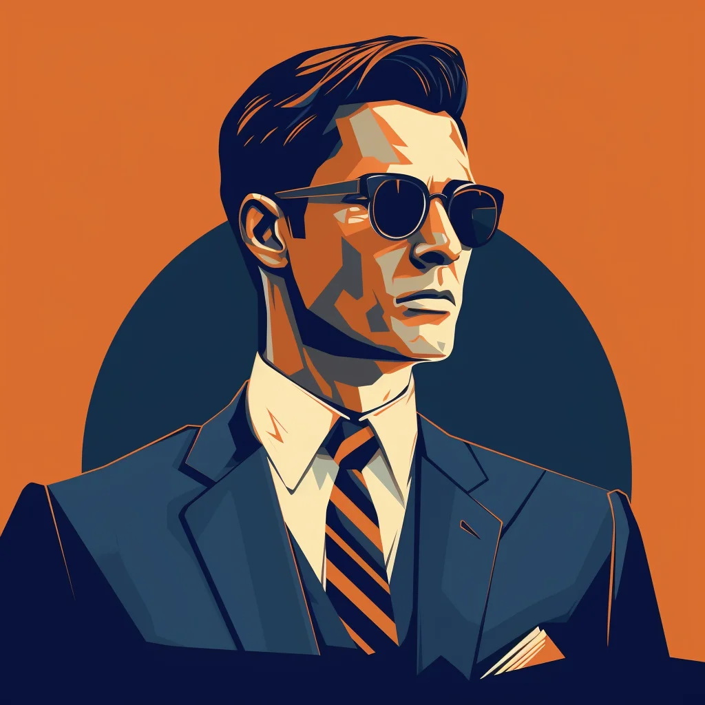 sunglass handsome gentleman man male minimalistic illustration vector flat blue orange professional
