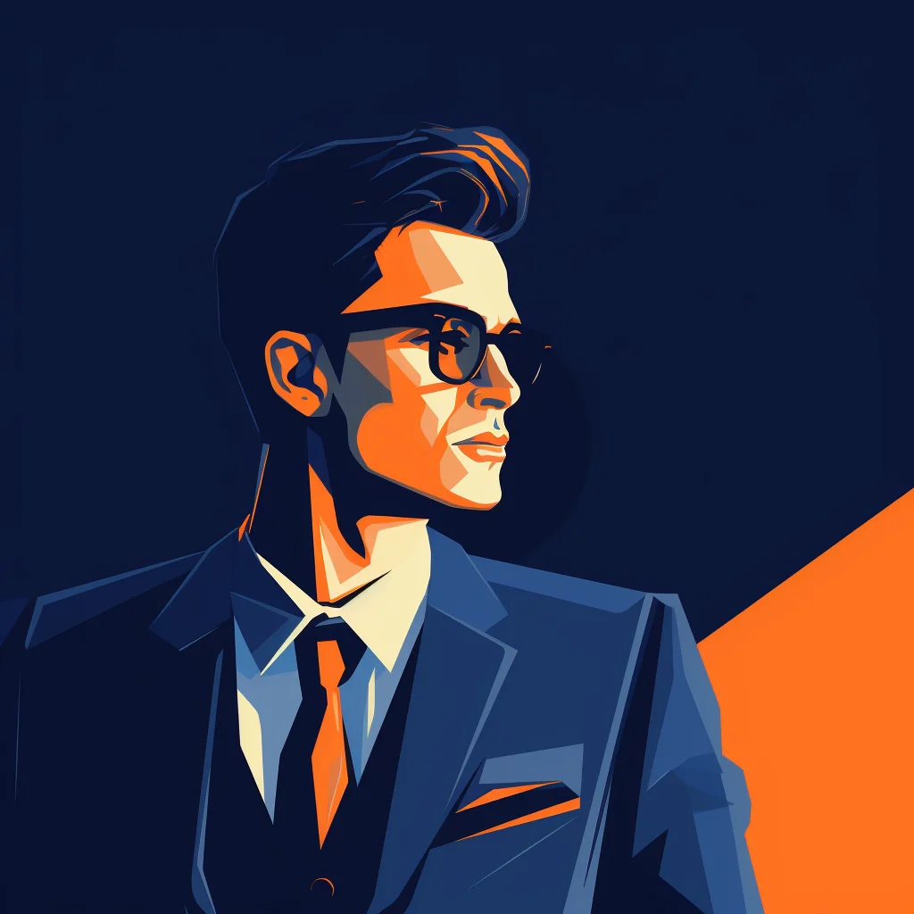 sunglass handsome gentleman man male minimalistic illustration vector flat orange blue Professional