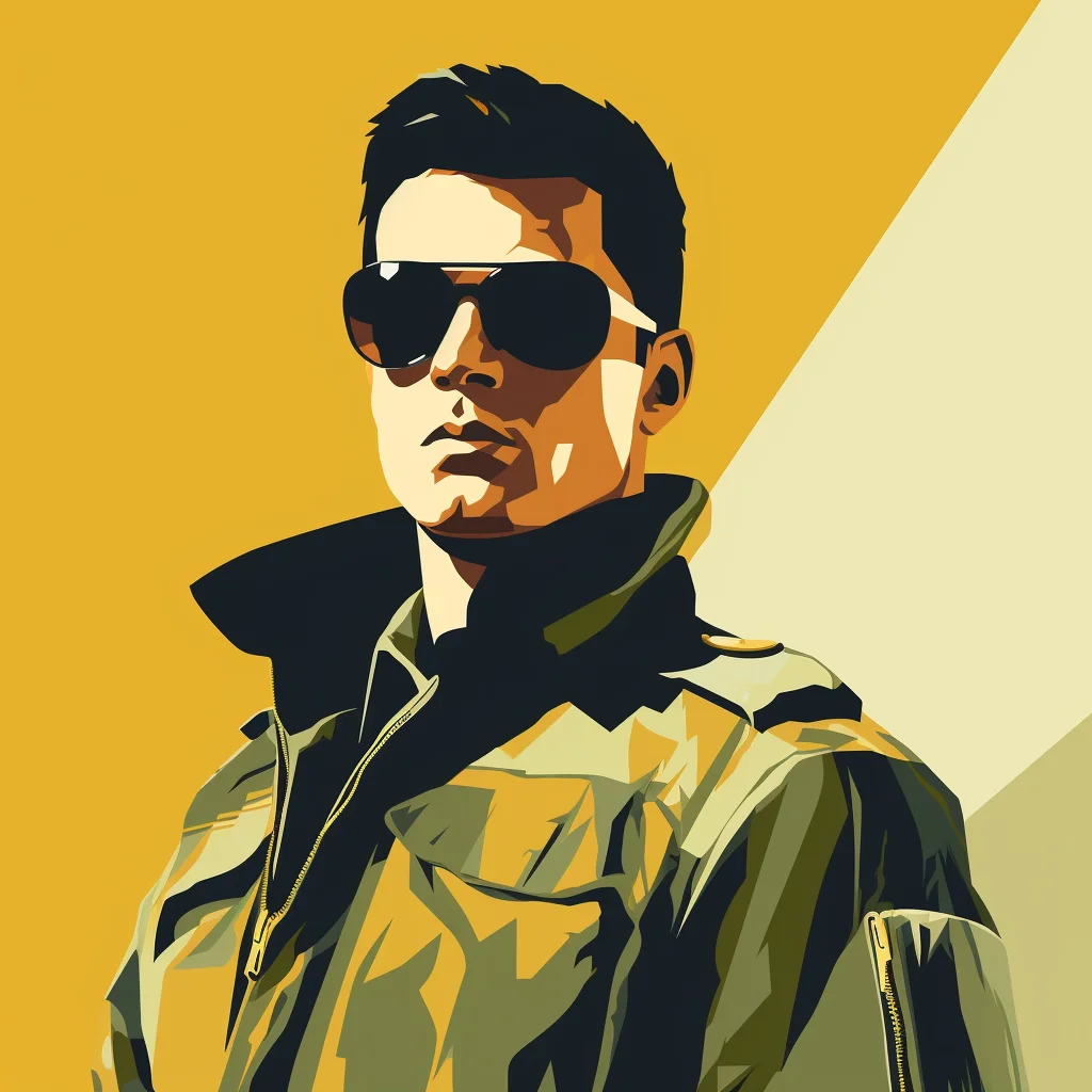 sunglass handsome pilot man male minimalistic flat illustration olive vector